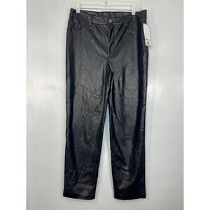 NWT JOIE JEANS straight PANTS Solid Black Faux LeatherWomen Size 10 High Rise